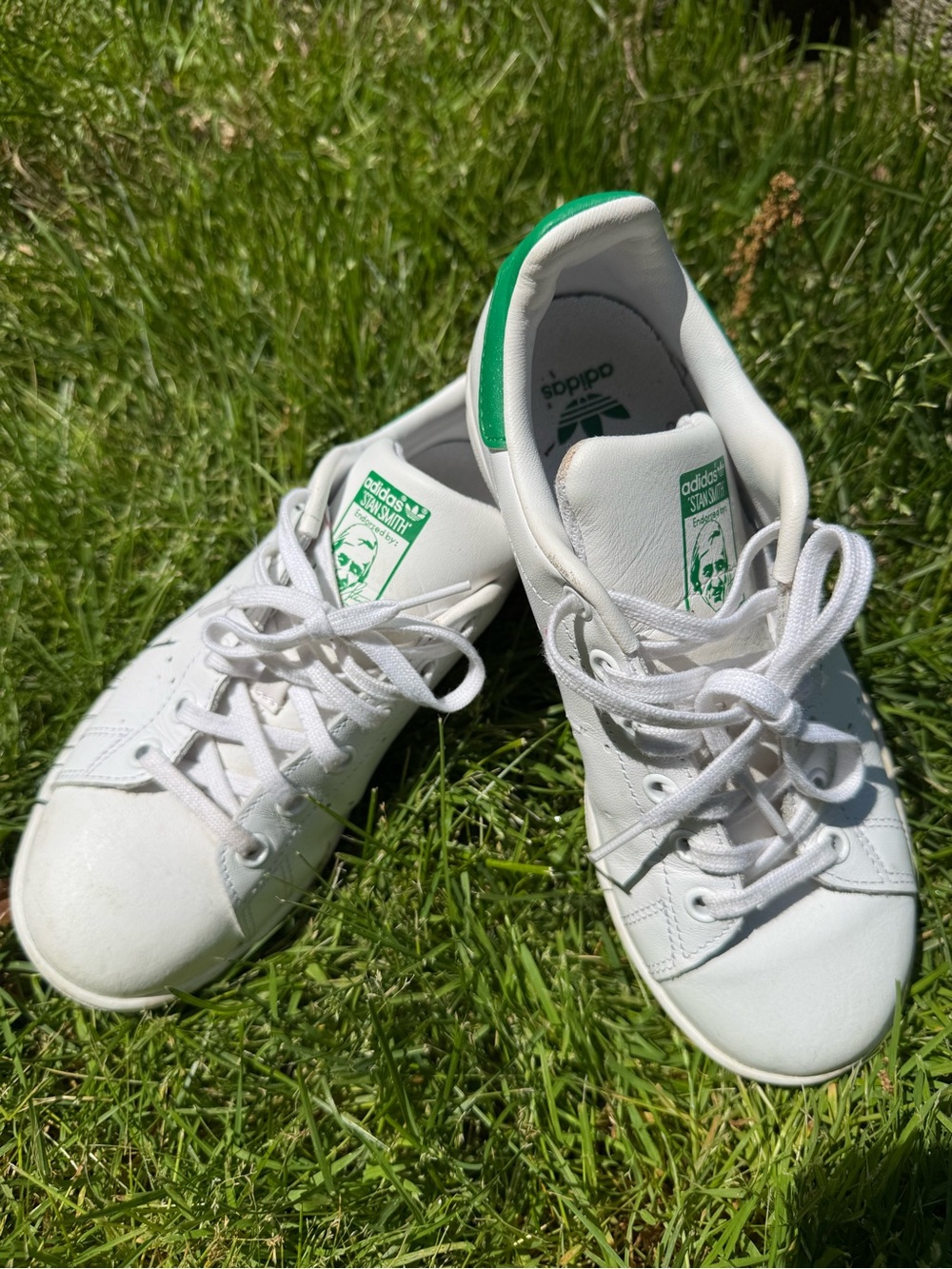 Adidas White Sneakers with Green Accents